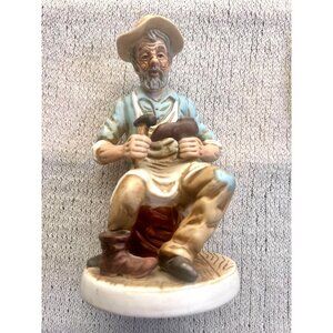 Vintage Lefton Bisque Shoemaker‎ Old People Ceramic Figurine Rare Collectible